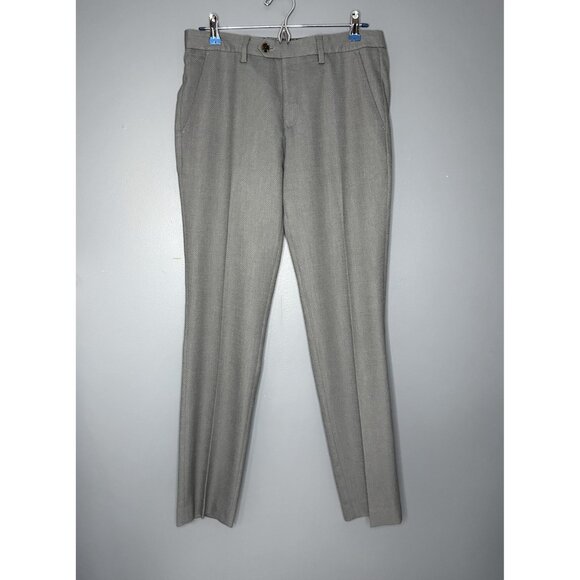 Ted Baker Pants Mens 32R Gray Textured Dress Trousers Slim Fit Made Portugal - Picture 15 of 16